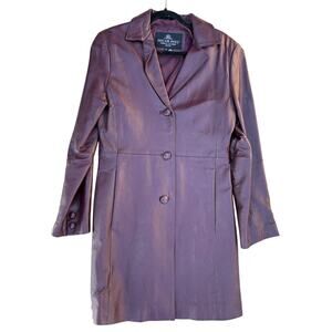 Women’s M Vintage Oscar Piel Burgundy Leather Coat Festival Ready